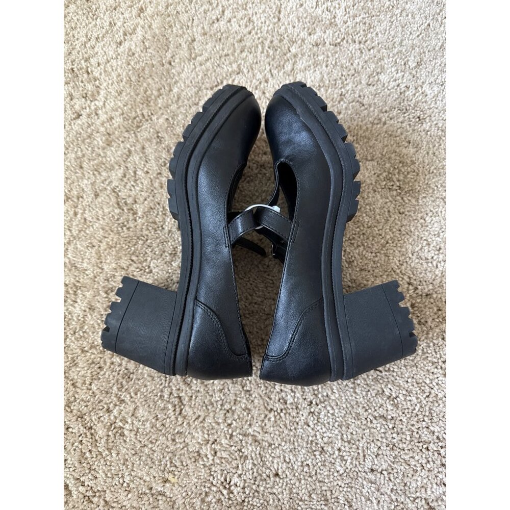 POP Women's Black Mary Janes Shoes Size 8.5 Platform Thick Goth Dark Grunge Punk - Picture 5 of 6